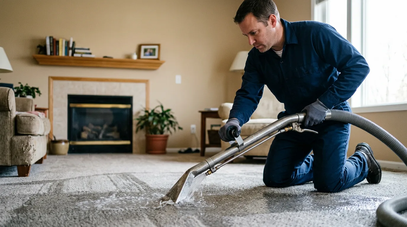 Water damage restoration technician working near Stonington, CT